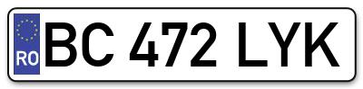 Placuta inmatriculare numar auto  BC-472-LYK, BC 472 LYK, BC472LYK