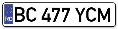 Placuta inmatriculare numar auto  BC-477-YCM, BC 477 YCM, BC477YCM
