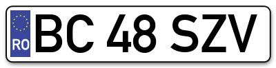 Placuta inmatriculare numar auto  BC-48-SZV, BC 48 SZV, BC48SZV