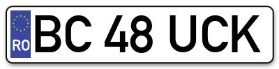 Placuta inmatriculare numar auto  BC-48-UCK, BC 48 UCK, BC48UCK