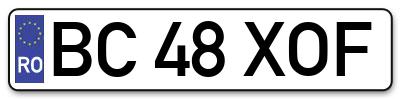 Placuta inmatriculare numar auto  BC-48-XOF, BC 48 XOF, BC48XOF