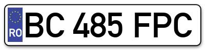 Placuta inmatriculare numar auto  BC-485-FPC, BC 485 FPC, BC485FPC
