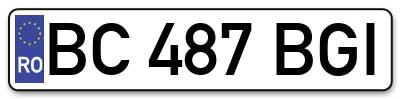 Placuta inmatriculare numar auto  BC-487-BGI, BC 487 BGI, BC487BGI