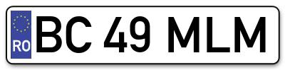 Placuta inmatriculare numar auto  BC-49-MLM, BC 49 MLM, BC49MLM