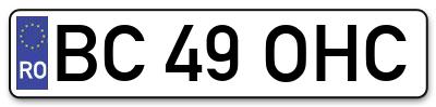 Placuta inmatriculare numar auto  BC-49-OHC, BC 49 OHC, BC49OHC