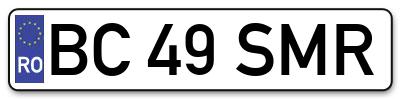 Placuta inmatriculare numar auto  BC-49-SMR, BC 49 SMR, BC49SMR
