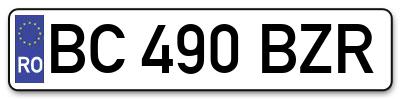 Placuta inmatriculare numar auto  BC-490-BZR, BC 490 BZR, BC490BZR
