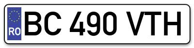 Placuta inmatriculare numar auto  BC-490-VTH, BC 490 VTH, BC490VTH