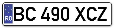 Placuta inmatriculare numar auto  BC-490-XCZ, BC 490 XCZ, BC490XCZ
