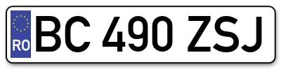 Placuta inmatriculare numar auto  BC-490-ZSJ, BC 490 ZSJ, BC490ZSJ