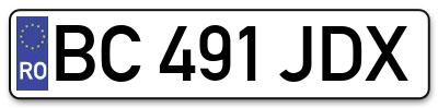 Placuta inmatriculare numar auto  BC-491-JDX, BC 491 JDX, BC491JDX