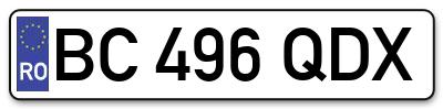 Placuta inmatriculare numar auto  BC-496-QDX, BC 496 QDX, BC496QDX