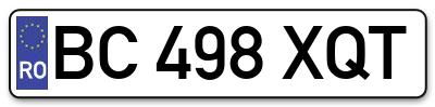Placuta inmatriculare numar auto  BC-498-XQT, BC 498 XQT, BC498XQT