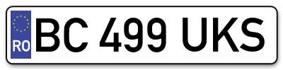 Placuta inmatriculare numar auto  BC-499-UKS, BC 499 UKS, BC499UKS