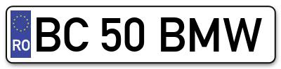 Placuta inmatriculare numar auto  BC-50-BMW, BC 50 BMW, BC50BMW