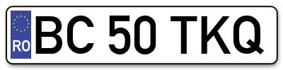 Placuta inmatriculare numar auto  BC-50-TKQ, BC 50 TKQ, BC50TKQ