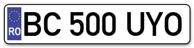 Placuta inmatriculare numar auto  BC-500-UYO, BC 500 UYO, BC500UYO