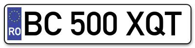 Placuta inmatriculare numar auto  BC-500-XQT, BC 500 XQT, BC500XQT