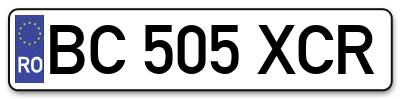 Placuta inmatriculare numar auto  BC-505-XCR, BC 505 XCR, BC505XCR