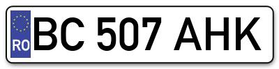 Placuta inmatriculare numar auto  BC-507-AHK, BC 507 AHK, BC507AHK