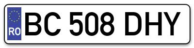 Placuta inmatriculare numar auto  BC-508-DHY, BC 508 DHY, BC508DHY