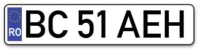 Placuta inmatriculare numar auto  BC-51-AEH, BC 51 AEH, BC51AEH