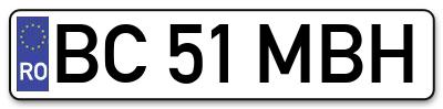 Placuta inmatriculare numar auto  BC-51-MBH, BC 51 MBH, BC51MBH