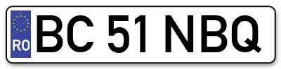 Placuta inmatriculare numar auto  BC-51-NBQ, BC 51 NBQ, BC51NBQ