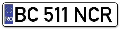 Placuta inmatriculare numar auto  BC-511-NCR, BC 511 NCR, BC511NCR