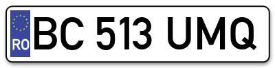 Placuta inmatriculare numar auto  BC-513-UMQ, BC 513 UMQ, BC513UMQ