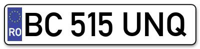 Placuta inmatriculare numar auto  BC-515-UNQ, BC 515 UNQ, BC515UNQ