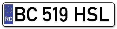 Placuta inmatriculare numar auto  BC-519-HSL, BC 519 HSL, BC519HSL