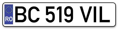Placuta inmatriculare numar auto  BC-519-VIL, BC 519 VIL, BC519VIL