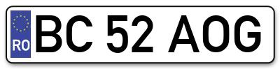 Placuta inmatriculare numar auto  BC-52-AOG, BC 52 AOG, BC52AOG