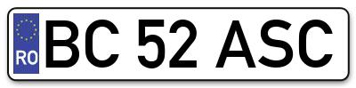 Placuta inmatriculare numar auto  BC-52-ASC, BC 52 ASC, BC52ASC