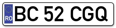 Placuta inmatriculare numar auto  BC-52-CGQ, BC 52 CGQ, BC52CGQ