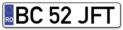 Placuta inmatriculare numar auto  BC-52-JFT, BC 52 JFT, BC52JFT