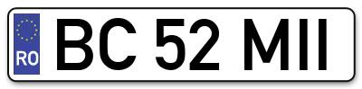 Placuta inmatriculare numar auto  BC-52-MII, BC 52 MII, BC52MII