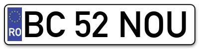 Placuta inmatriculare numar auto  BC-52-NOU, BC 52 NOU, BC52NOU