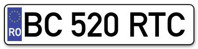 Placuta inmatriculare numar auto  BC-520-RTC, BC 520 RTC, BC520RTC
