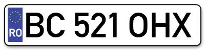 Placuta inmatriculare numar auto  BC-521-OHX, BC 521 OHX, BC521OHX