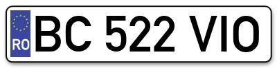 Placuta inmatriculare numar auto  BC-522-VIO, BC 522 VIO, BC522VIO