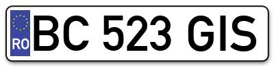 Placuta inmatriculare numar auto  BC-523-GIS, BC 523 GIS, BC523GIS