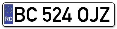 Placuta inmatriculare numar auto  BC-524-OJZ, BC 524 OJZ, BC524OJZ