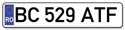 Placuta inmatriculare numar auto  BC-529-ATF, BC 529 ATF, BC529ATF