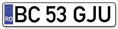 Placuta inmatriculare numar auto  BC-53-GJU, BC 53 GJU, BC53GJU