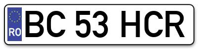 Placuta inmatriculare numar auto  BC-53-HCR, BC 53 HCR, BC53HCR