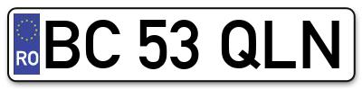 Placuta inmatriculare numar auto  BC-53-QLN, BC 53 QLN, BC53QLN