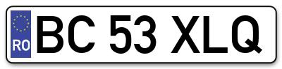 Placuta inmatriculare numar auto  BC-53-XLQ, BC 53 XLQ, BC53XLQ