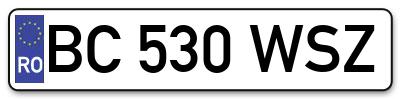 Placuta inmatriculare numar auto  BC-530-WSZ, BC 530 WSZ, BC530WSZ